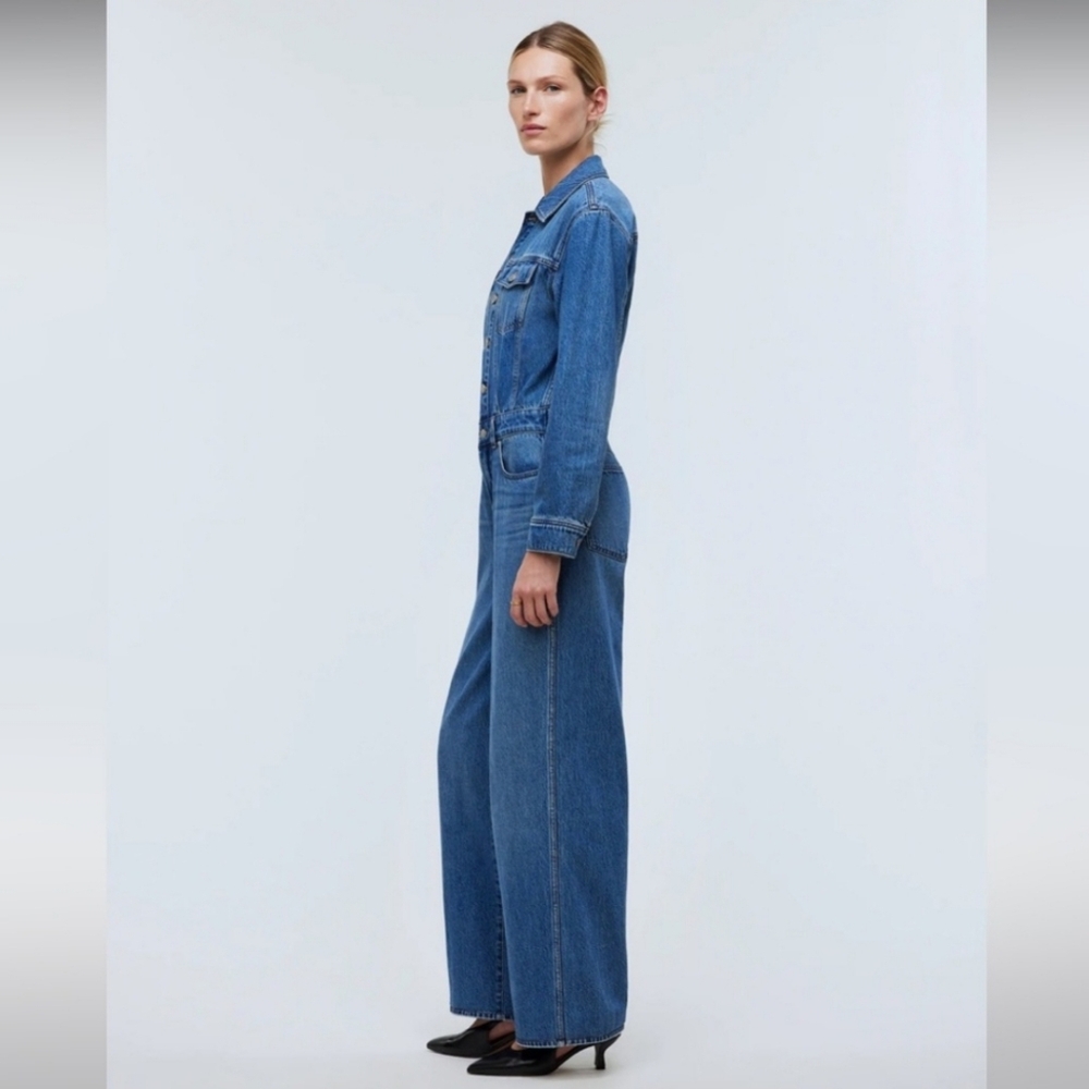 Madewell Denim Wide-Leg Coverall Jumpsuit in Byrne Wash - Size 2 Small